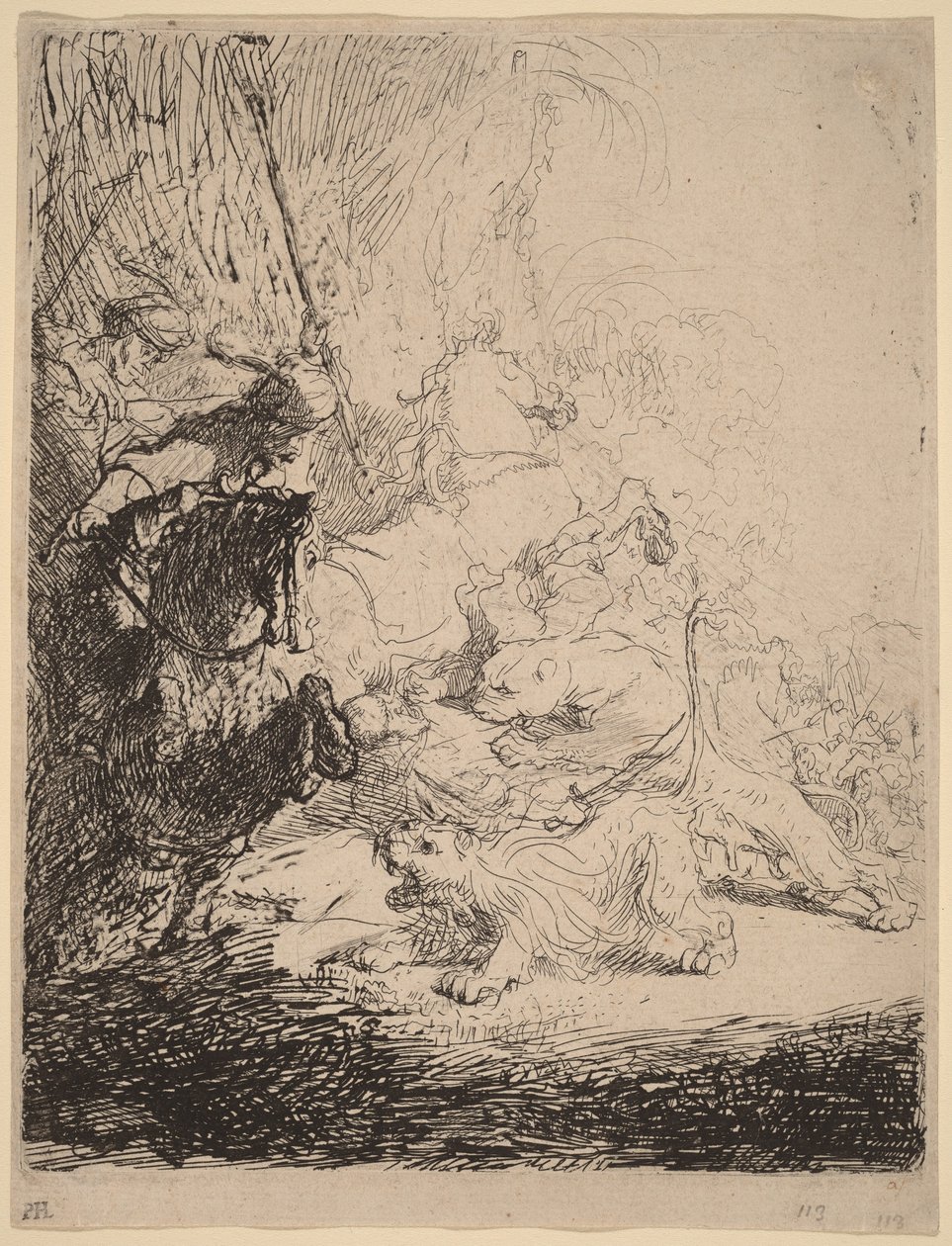 A kis oroszlán vadászat (két oroszlánnal) alkotó: Rembrandt van Rijn