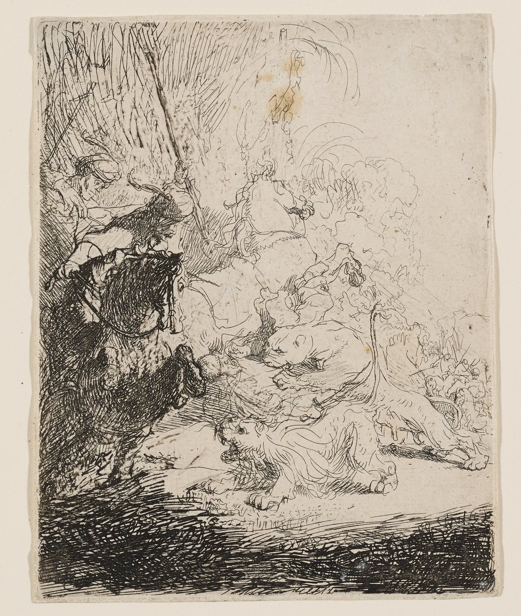 A kis oroszlán vadászat (két oroszlánnal) alkotó: Rembrandt van Rijn