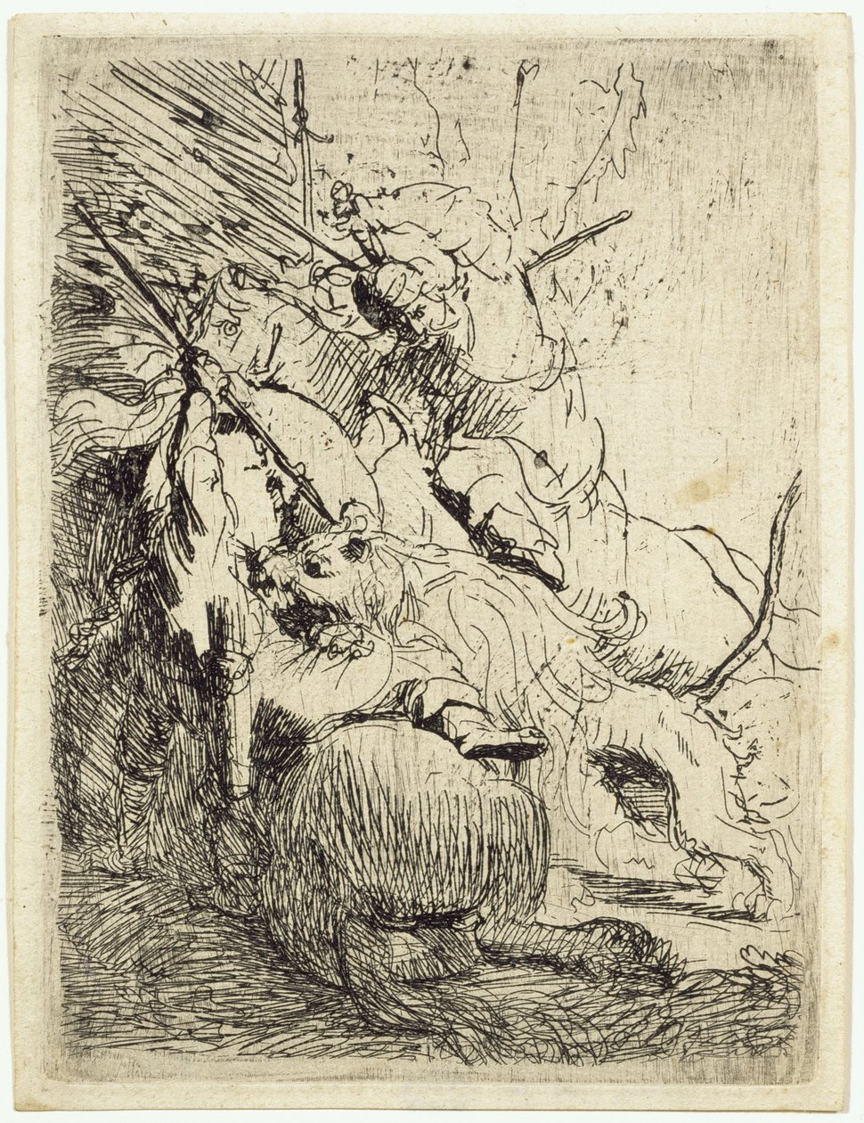 A kis oroszlánvadászat (egy oroszlánnal) alkotó: Rembrandt van Rijn