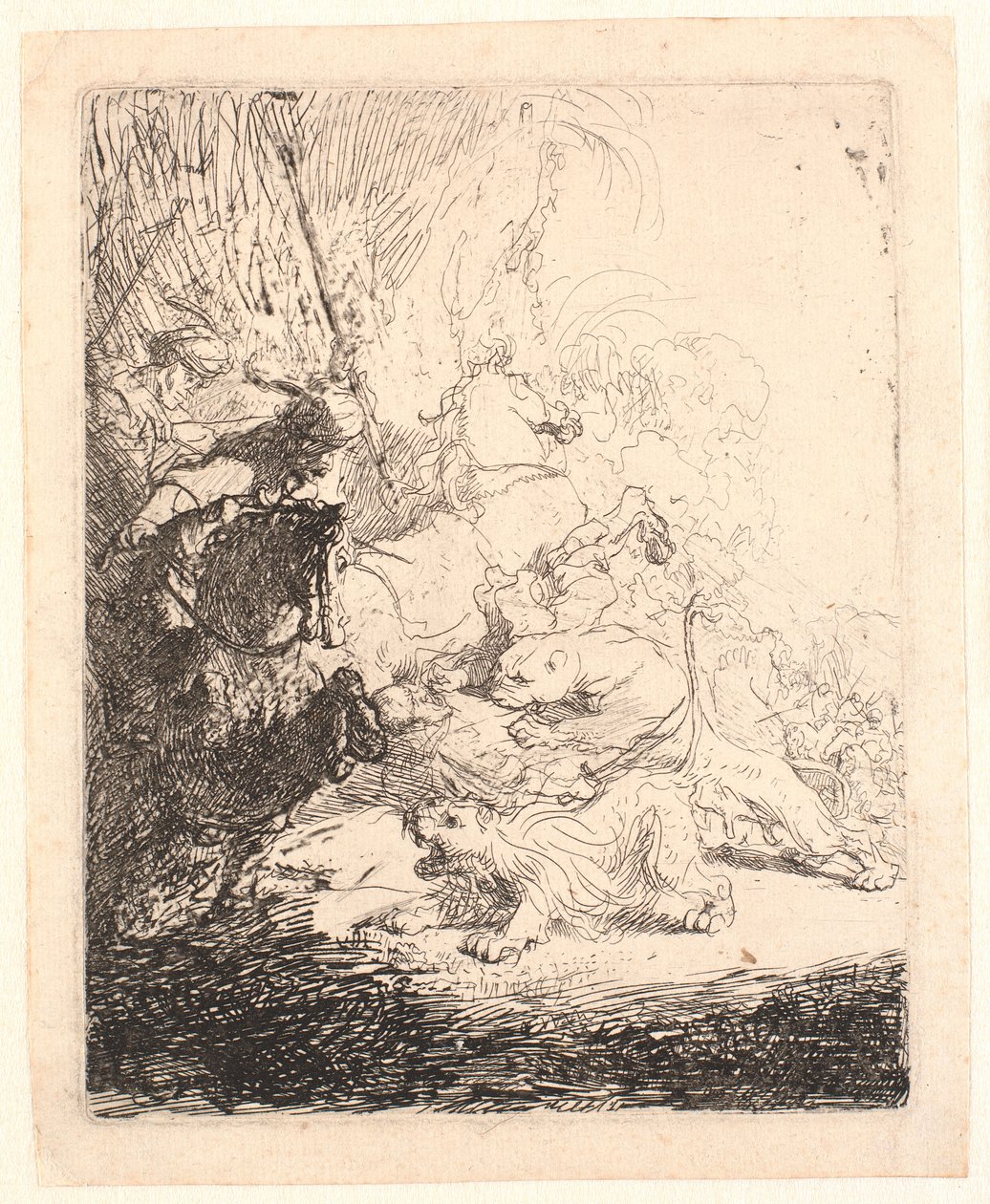 A kis oroszlánvadászat (két oroszlánnal) alkotó: Rembrandt van Rijn
