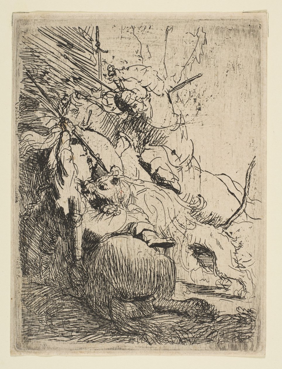 A kis oroszlánvadászat egy oroszlánnal, kb. 1629. alkotó: Rembrandt van Rijn