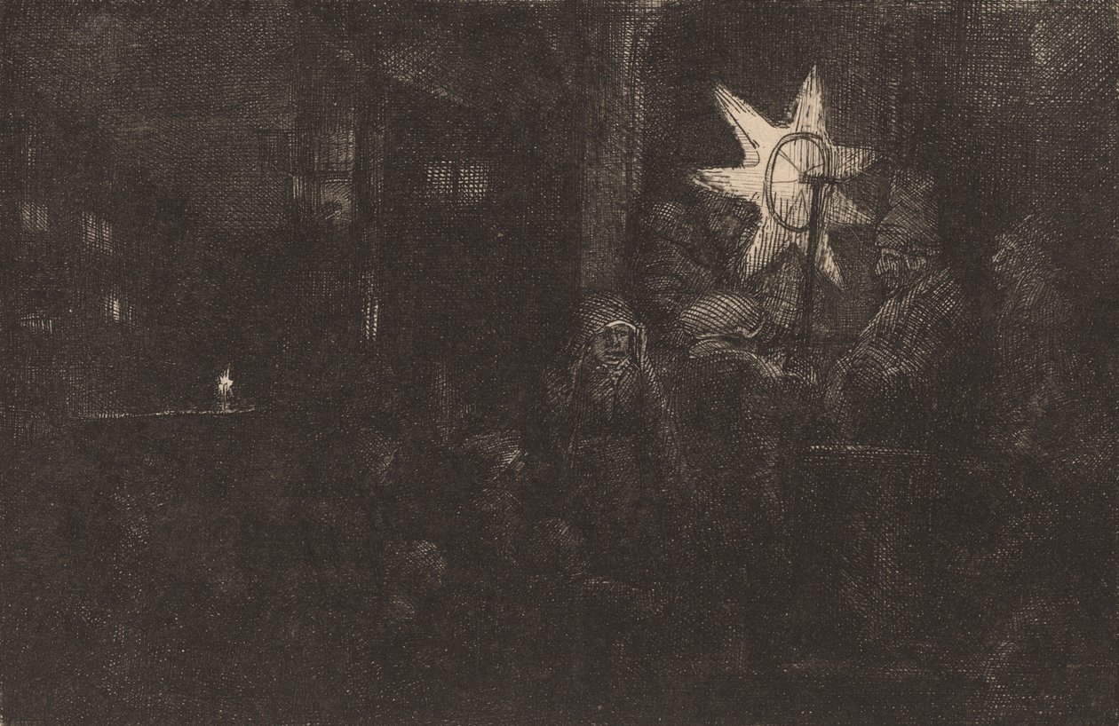 A királyok csillaga: egy éjszakai darab, c. 1651. alkotó: Rembrandt van Rijn
