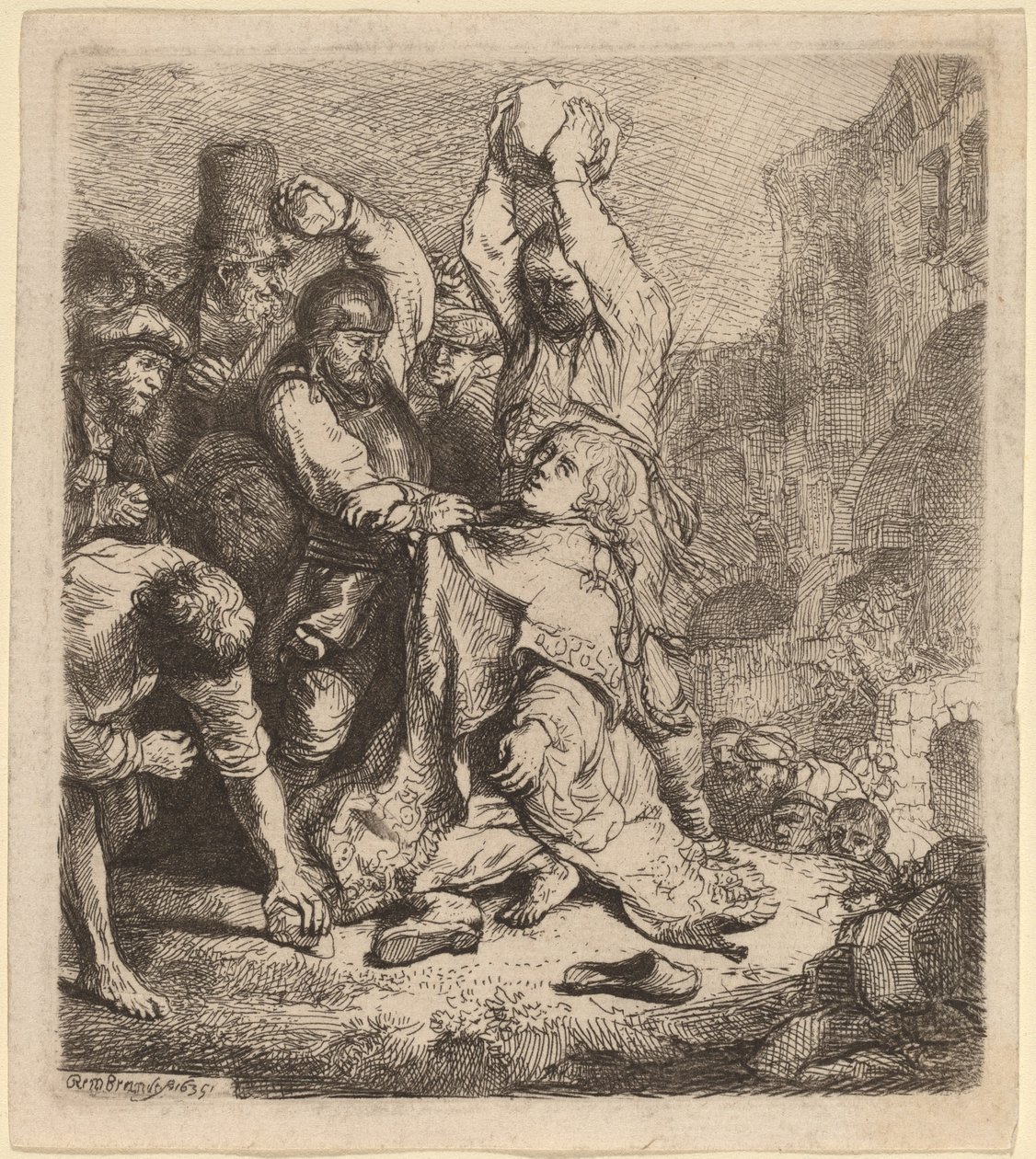 Szent István megkövezése alkotó: Rembrandt van Rijn