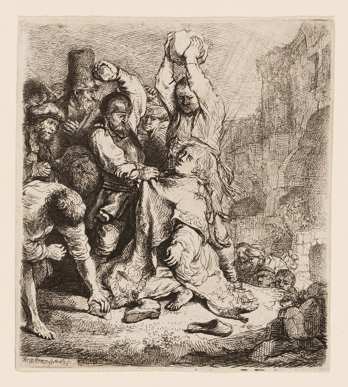Szent István megkövezése alkotó: Rembrandt van Rijn