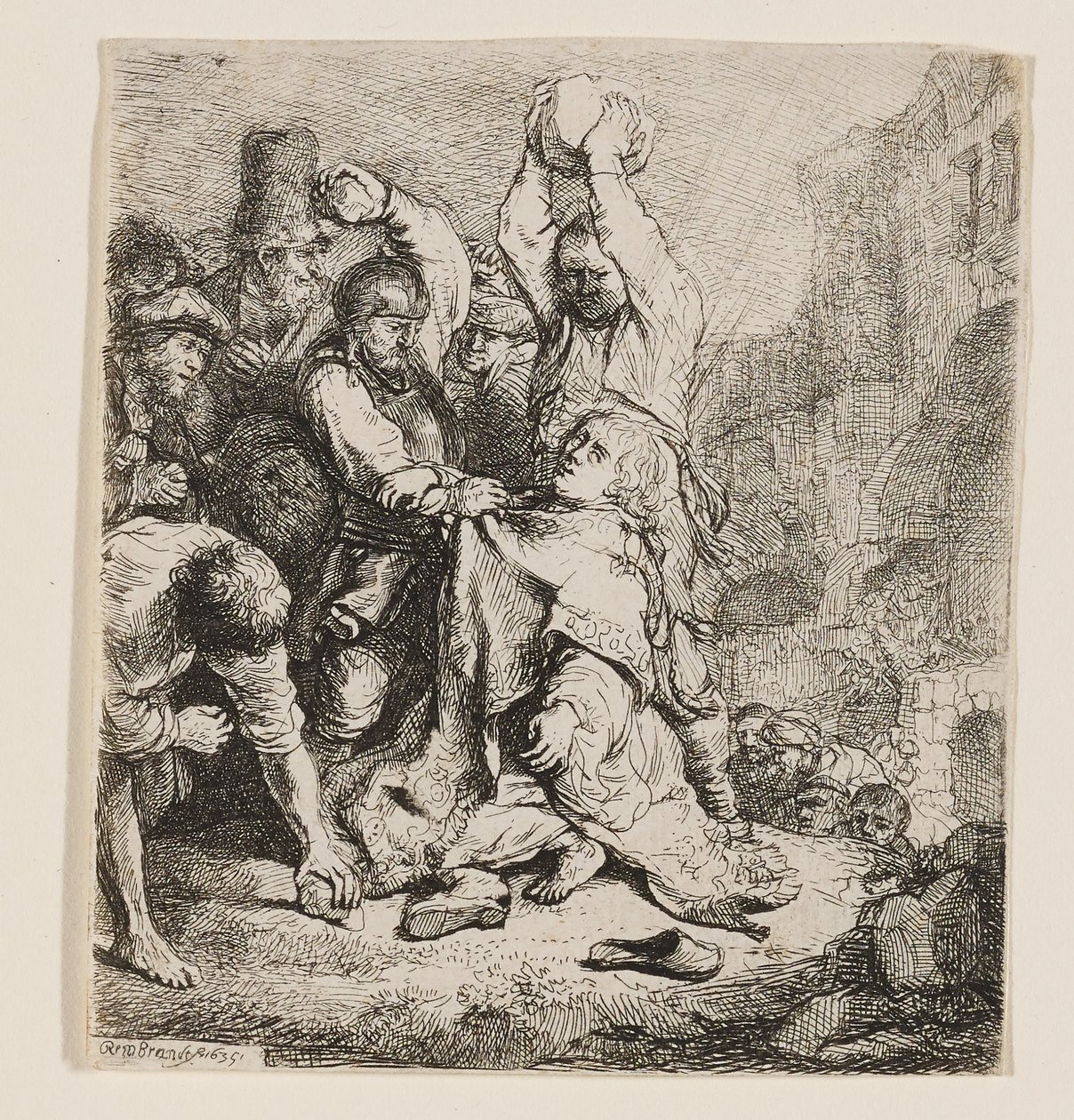 Szent István megkövezése alkotó: Rembrandt van Rijn