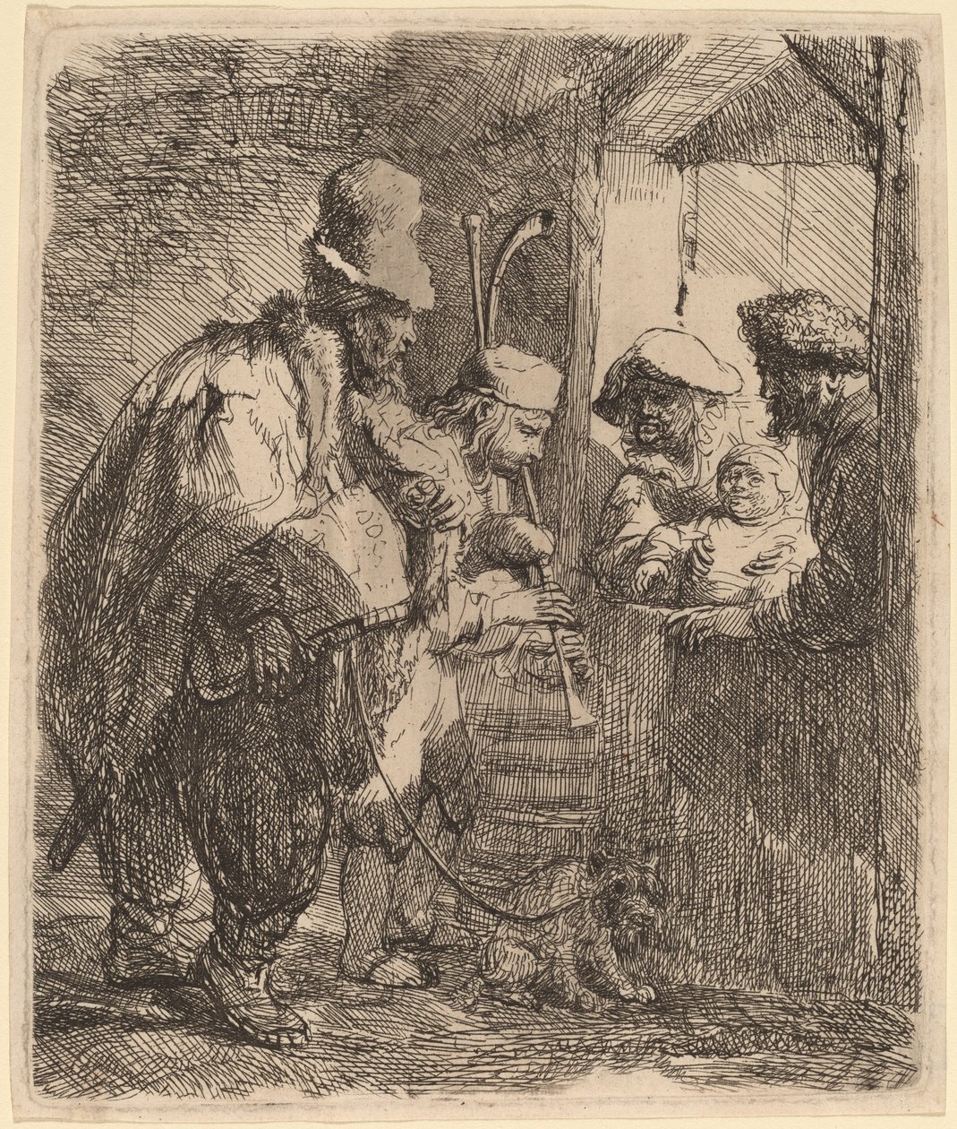 A Sétáló zenészek alkotó: Rembrandt van Rijn