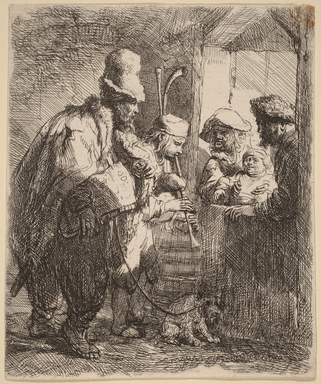 A vándorzenészek alkotó: Rembrandt van Rijn