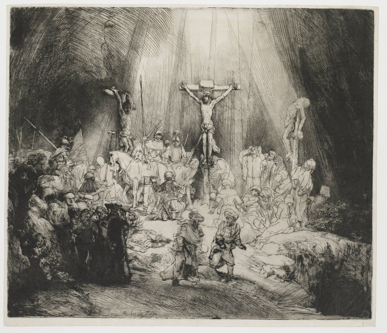 A három kereszt A két tolvaj között keresztre feszített Krisztus: „A három kereszt” alkotó: Rembrandt van Rijn