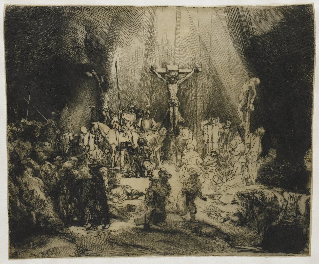 A három kereszt A két tolvaj között keresztre feszített Krisztus: „A három kereszt” alkotó: Rembrandt van Rijn