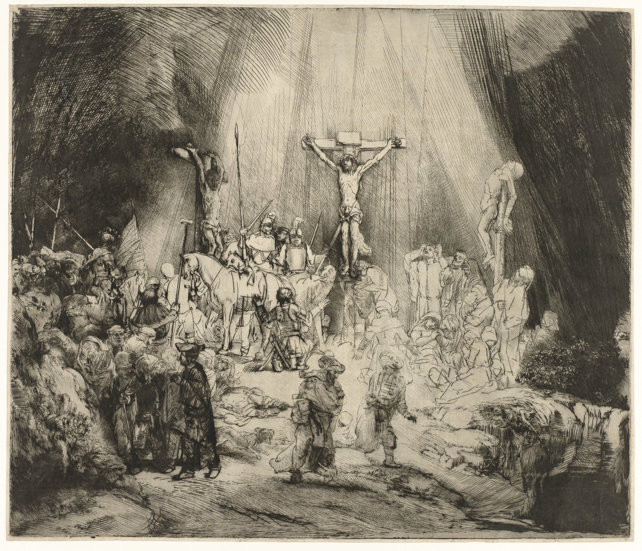 A három kereszt A két tolvaj között keresztre feszített Krisztus: „A három kereszt” alkotó: Rembrandt van Rijn