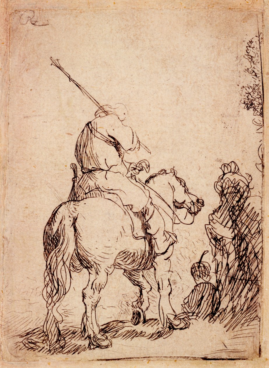 A turbános katona lóháton, 1632 alkotó: Rembrandt van Rijn