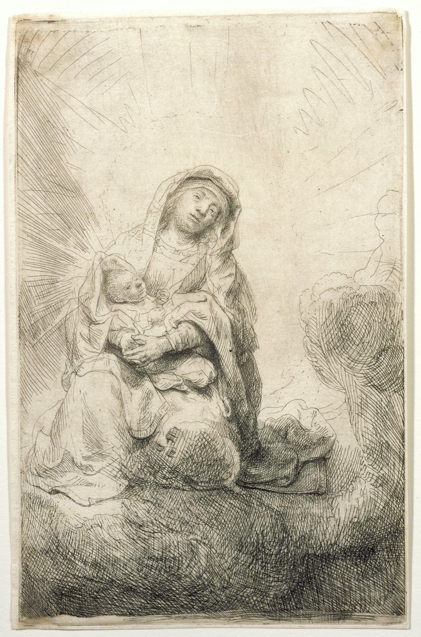 A Szűz és a Gyermek a felhők között alkotó: Rembrandt van Rijn