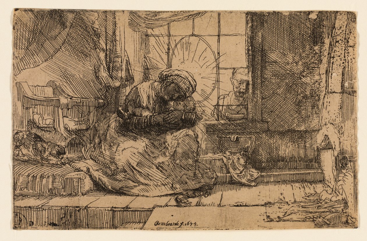 Szűz és gyermek a macskával és a kígyóval alkotó: Rembrandt van Rijn