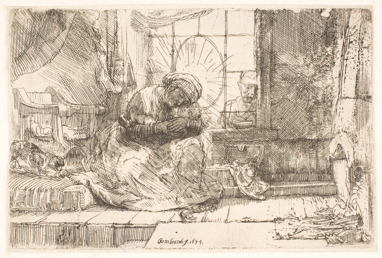 A Szűz és a Gyermek a macskával: és József az ablaknál alkotó: Rembrandt van Rijn