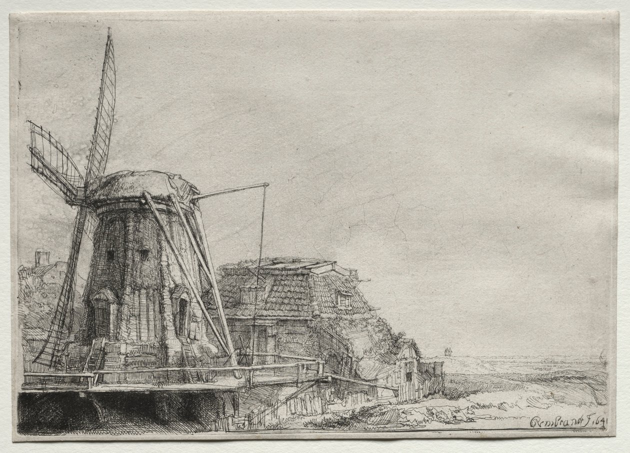 A szélmalom, 1641. alkotó: Rembrandt van Rijn
