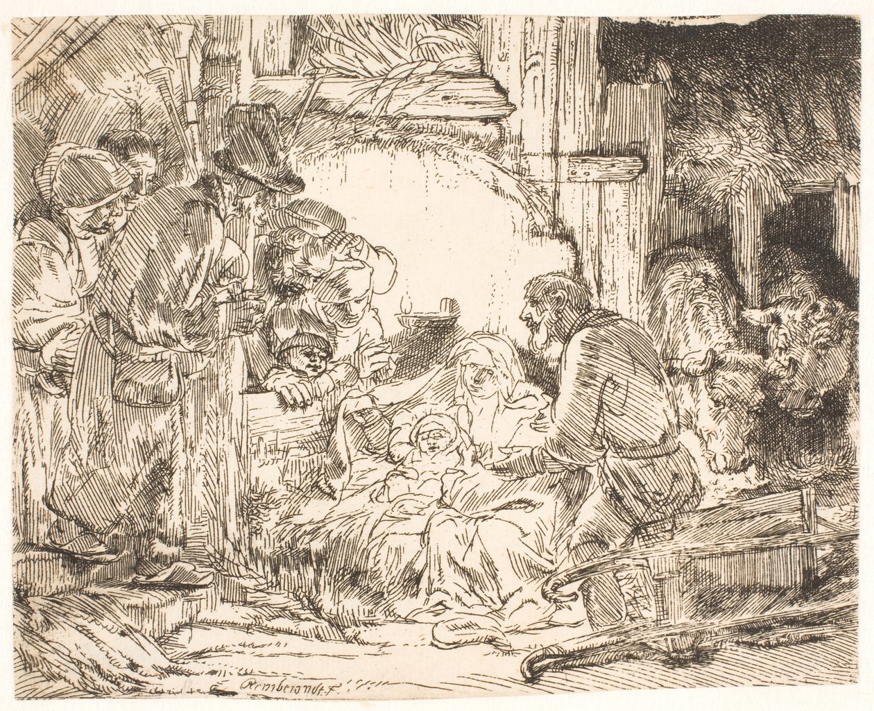 A pásztorok imádása (lámpával) alkotó: Rembrandt van Rijn