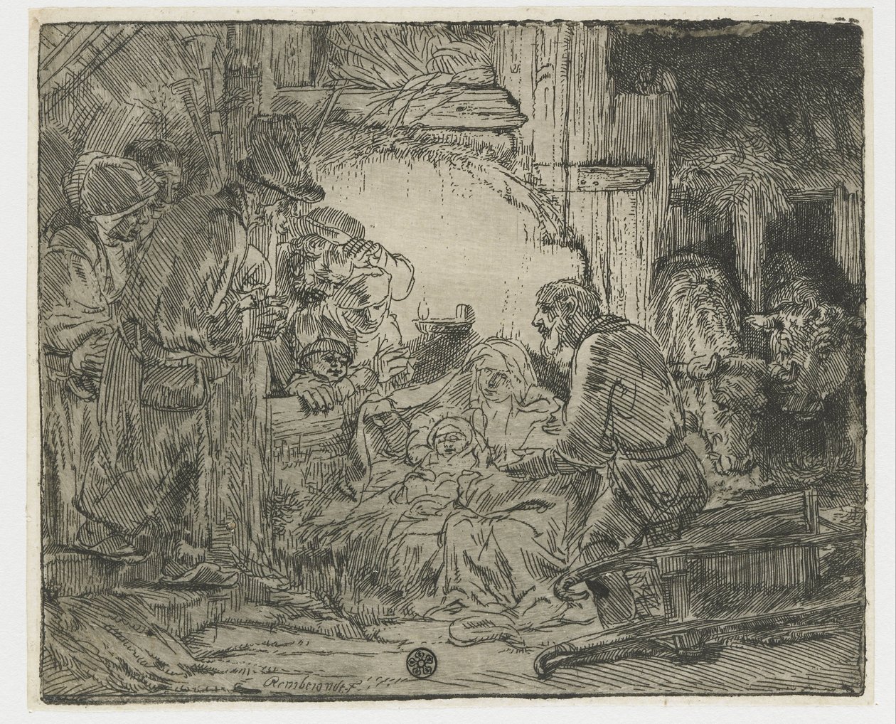A pásztorok imádata: a lámpával alkotó: Rembrandt van Rijn