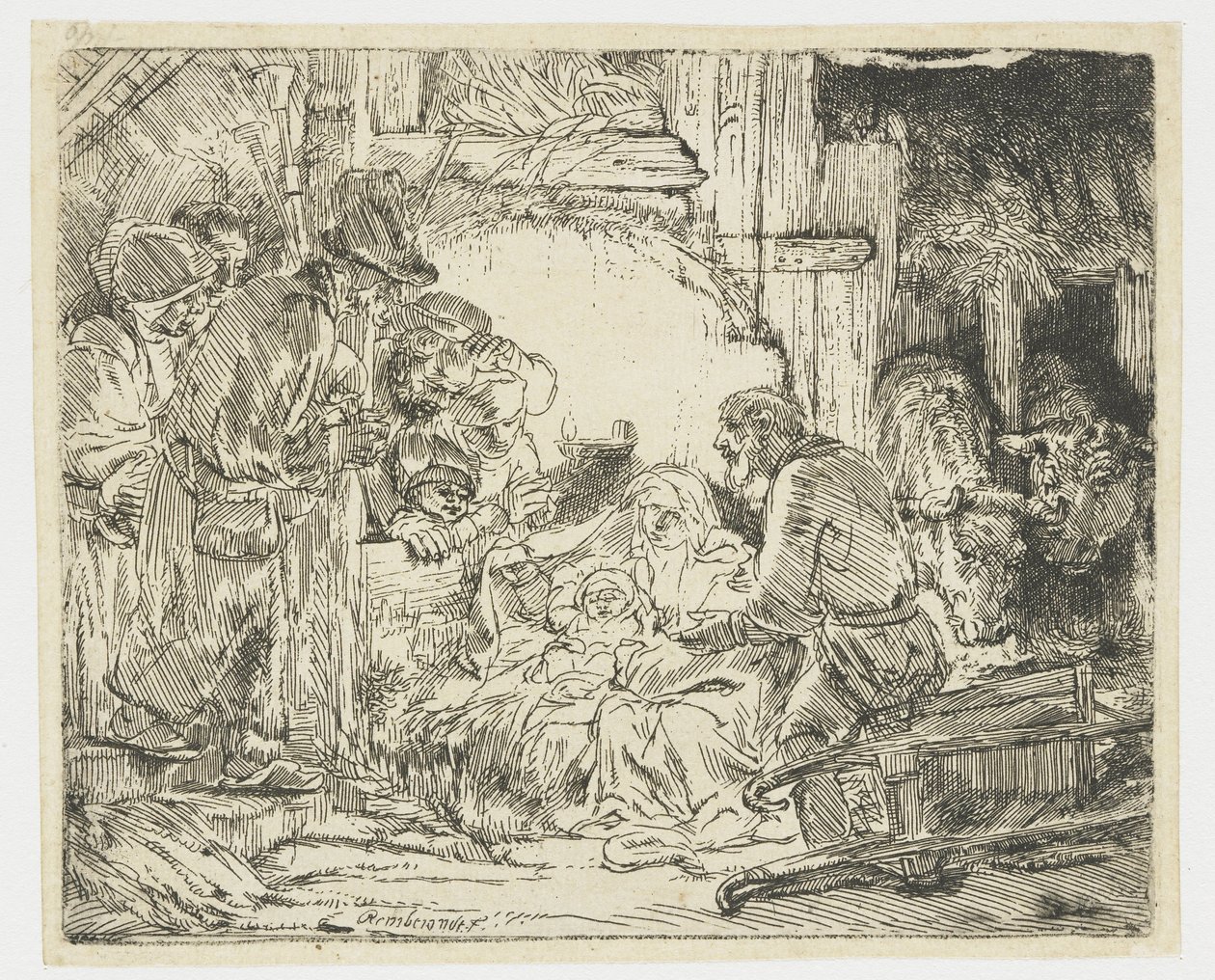 A pásztorok imádata: a lámpával alkotó: Rembrandt van Rijn