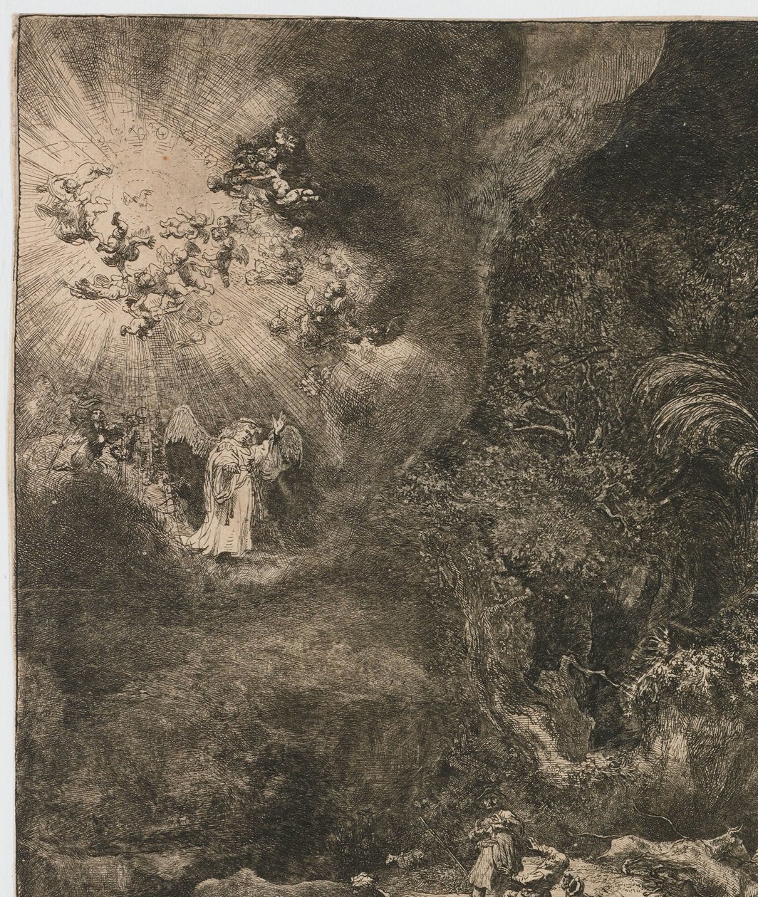 Az angyal megjelenik a pásztoroknak alkotó: Rembrandt van Rijn