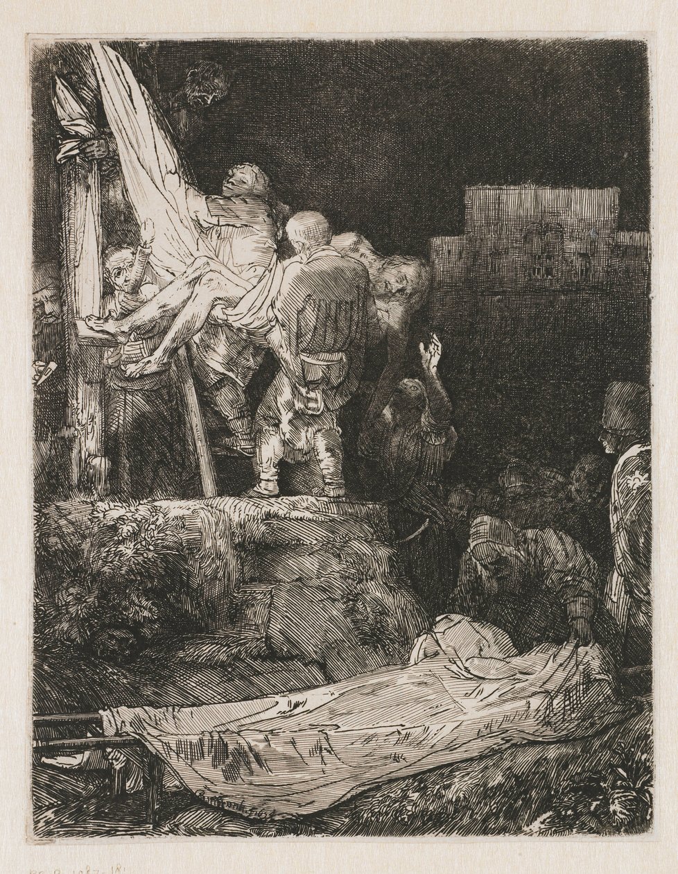 Leszállás a keresztről fáklyafényben alkotó: Rembrandt van Rijn