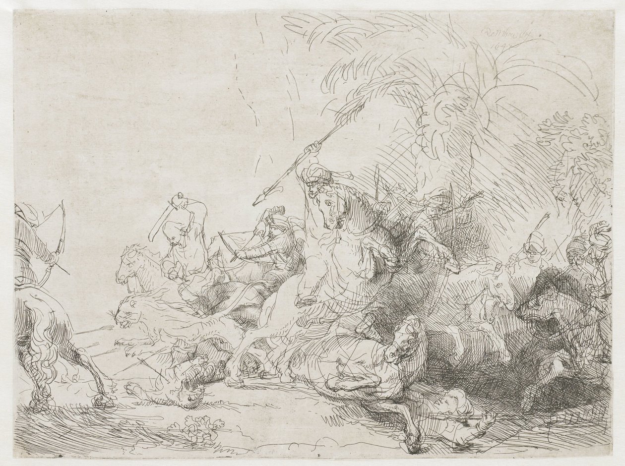 A nagy oroszlánvadászat alkotó: Rembrandt van Rijn
