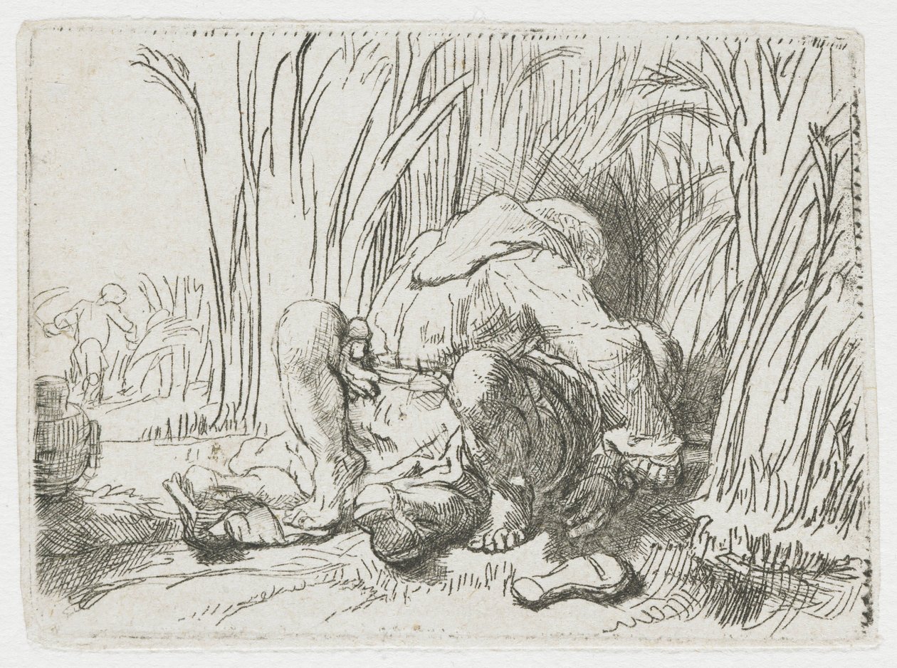 A szerzetes a kukoricaföldön alkotó: Rembrandt van Rijn