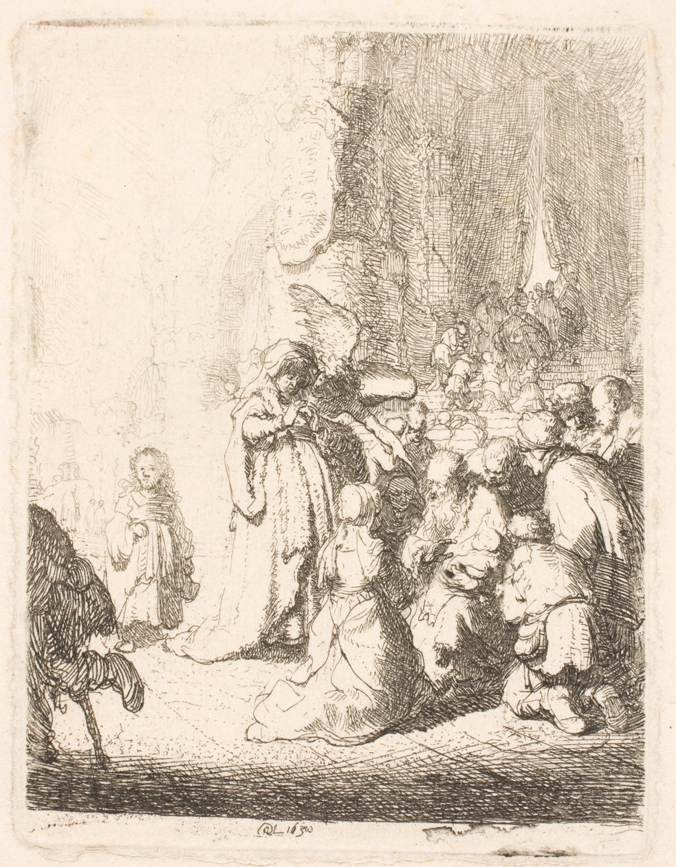 A templomban történt bemutatás (az angyallal): kis tábla alkotó: Rembrandt van Rijn