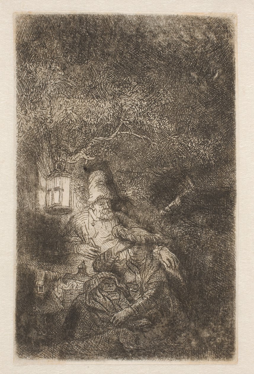 A repülés többi része: egy éjszakai darab alkotó: Rembrandt van Rijn
