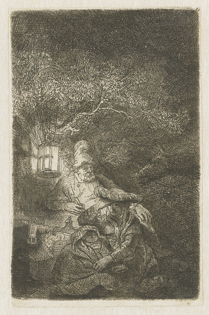 A többi az egyiptomi repülésen: éjszakai darab alkotó: Rembrandt van Rijn