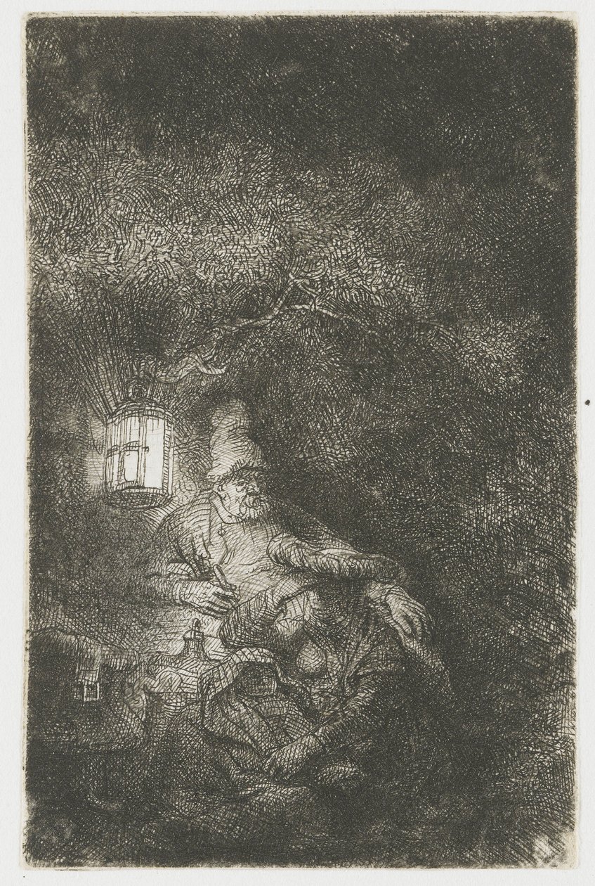 A többi az egyiptomi menekülésről: egy éjszakai darab alkotó: Rembrandt van Rijn