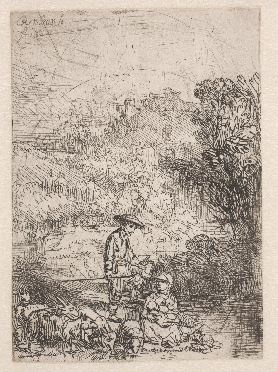 A pásztor és családja alkotó: Rembrandt van Rijn