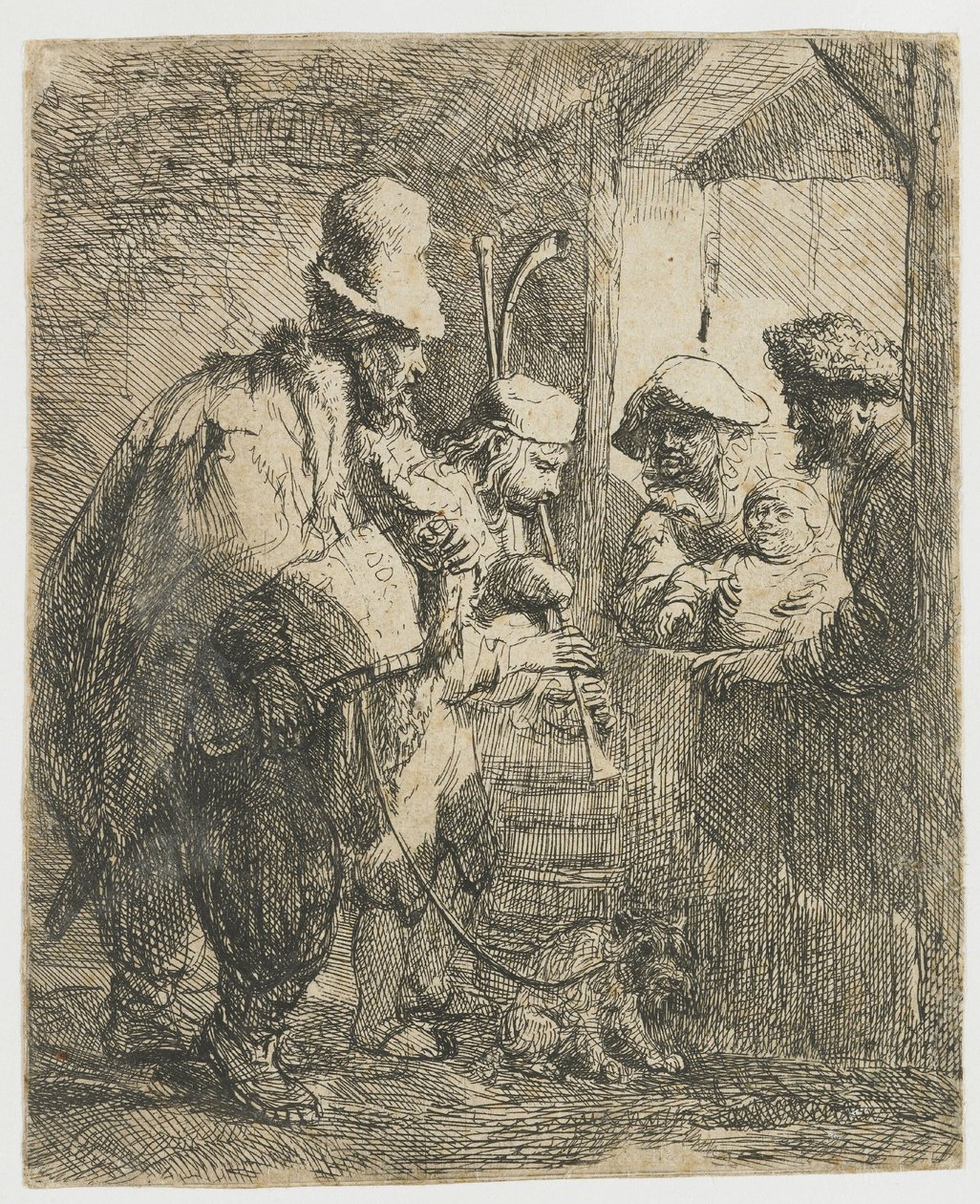 A vándorzenészek alkotó: Rembrandt van Rijn
