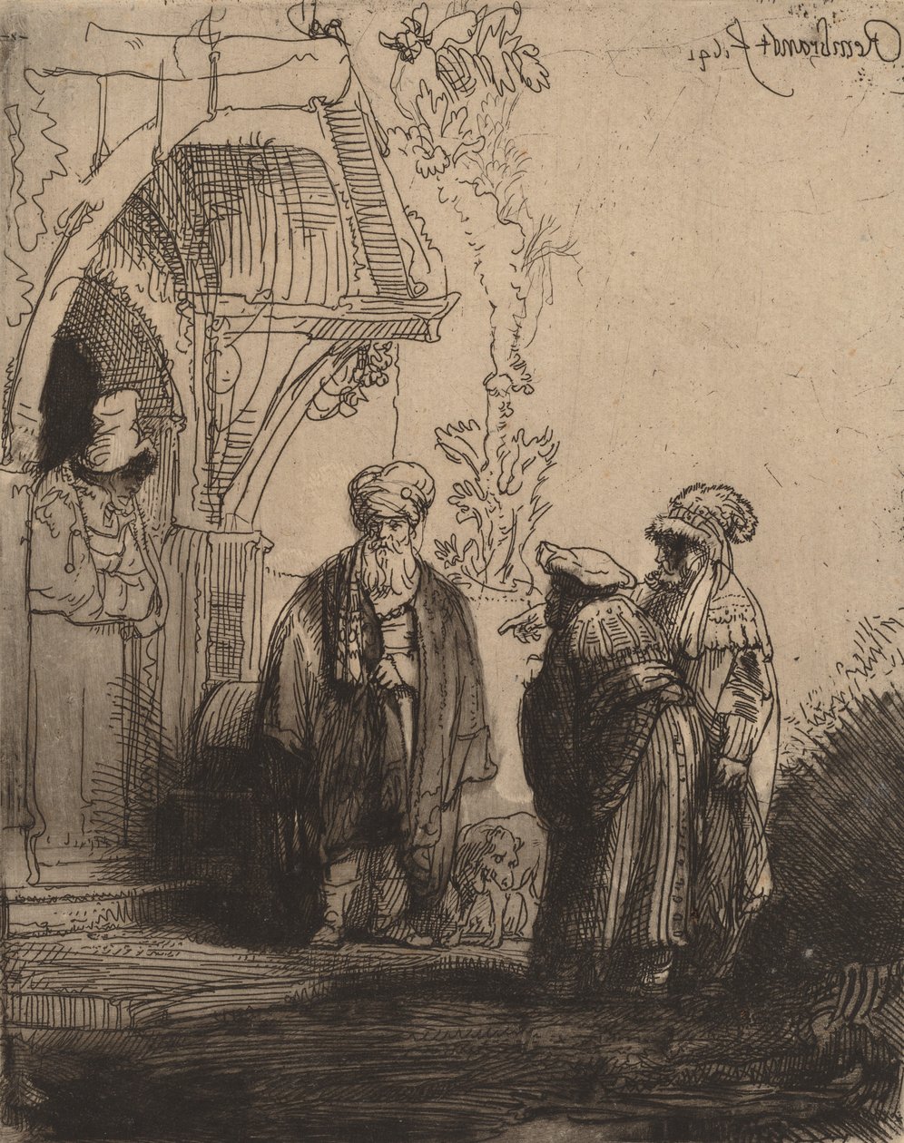 Három keleti alak: Jákob és Lábán, 1641. alkotó: Rembrandt van Rijn