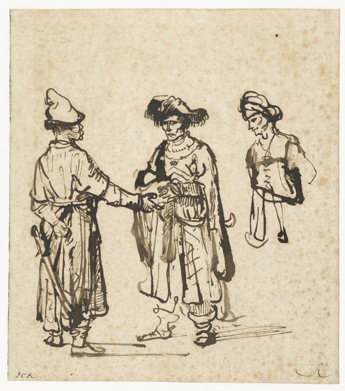 Három keleti ember beszélget alkotó: Rembrandt van Rijn