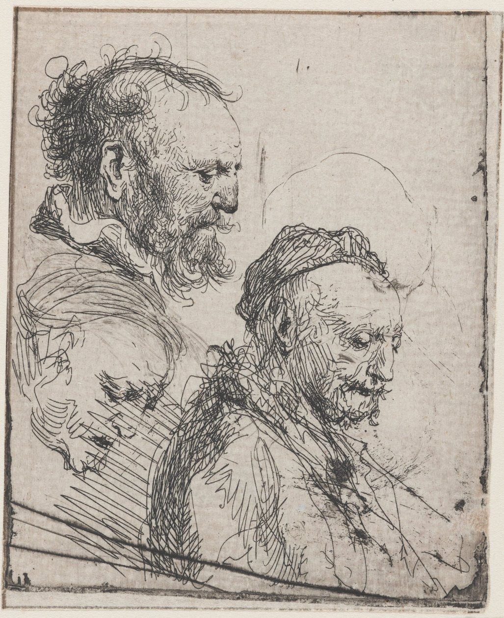 Három tanulmány idős férfiak fejéről alkotó: Rembrandt van Rijn