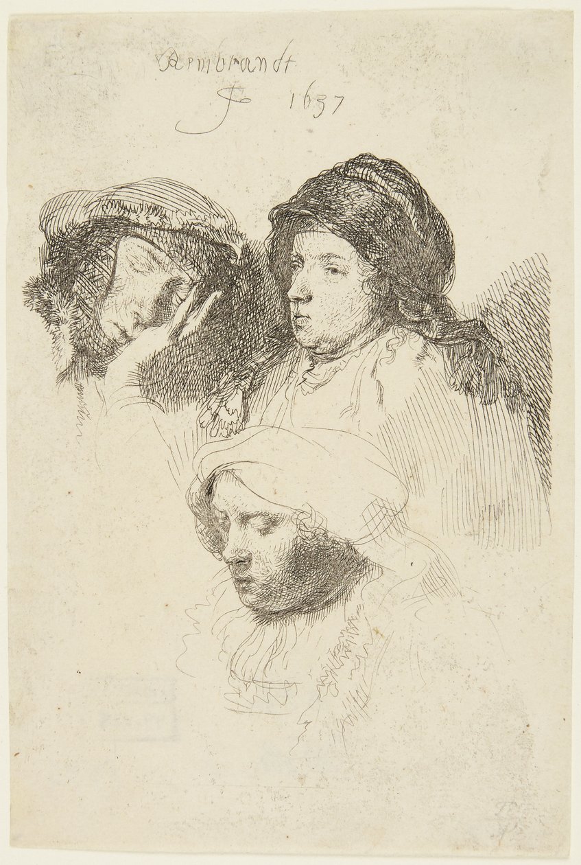 Három női fej alkotó: Rembrandt van Rijn