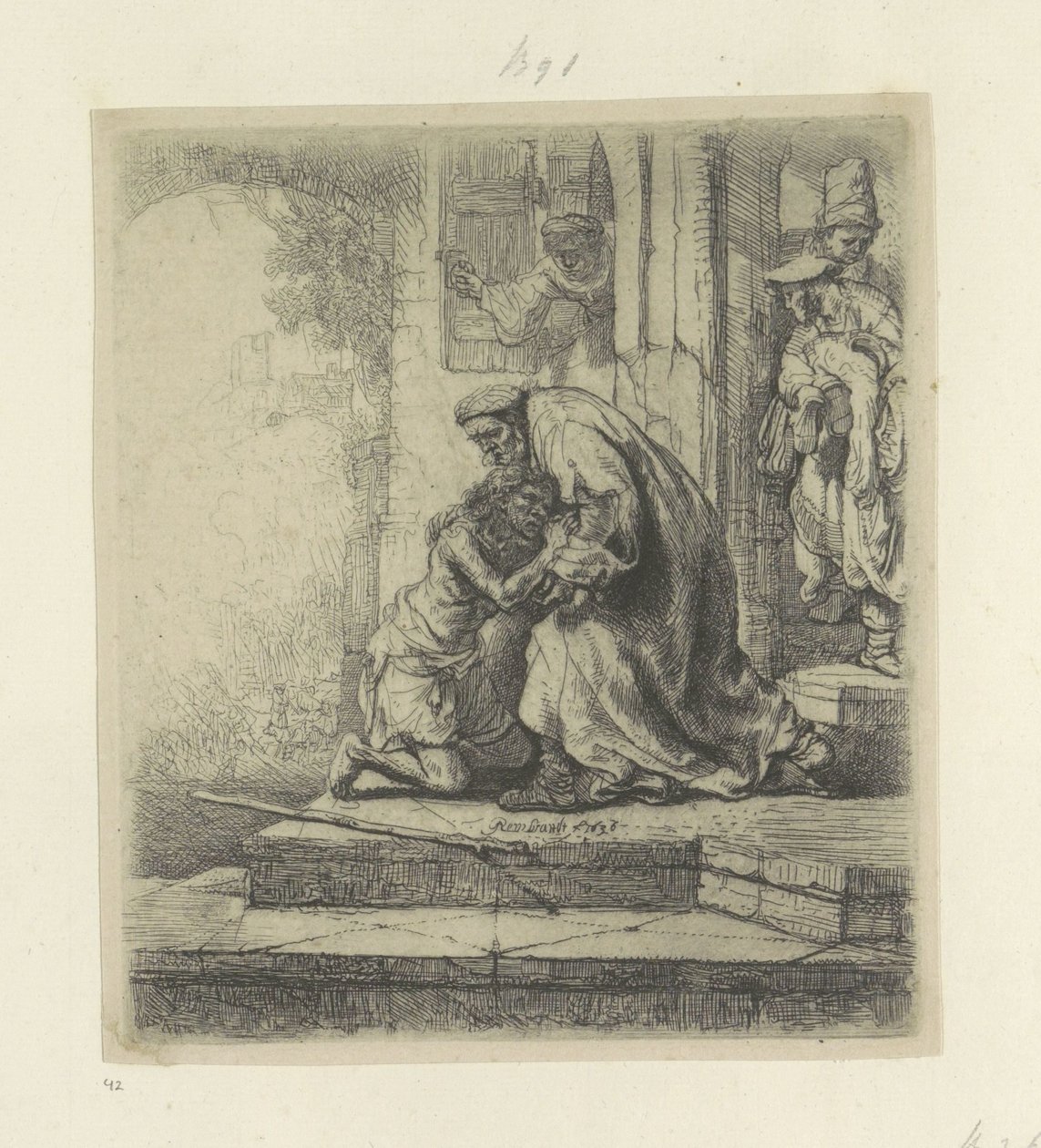 A tékozló fiú hazatérése Recueil de quatre-vingt-cinq estampes originales (sorozat címe) alkotó: Rembrandt van Rijn