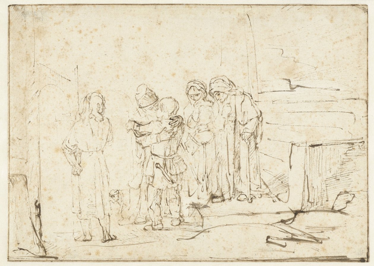 Tobias és az angyal elbúcsúznak Raguel-től alkotó: Rembrandt van Rijn