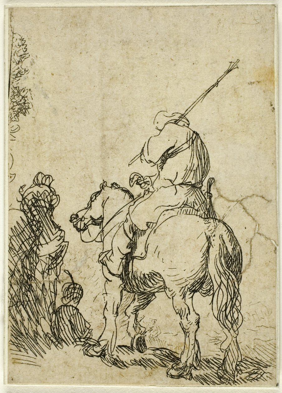 Turbános katona lóháton alkotó: Rembrandt van Rijn