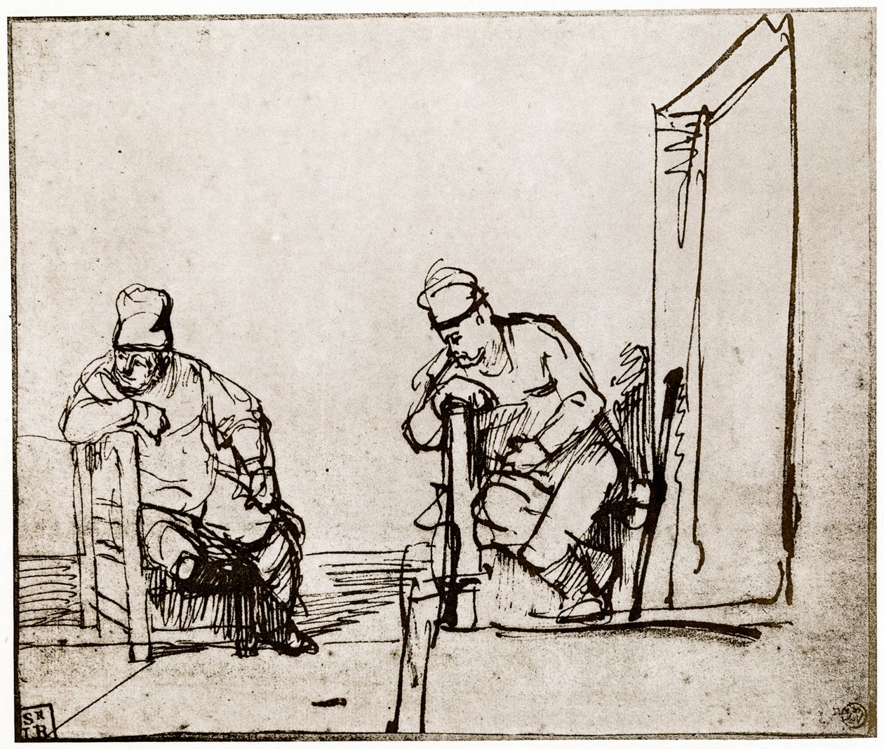 Két férfi ül egy ajtóban, 1913. alkotó: Rembrandt van Rijn