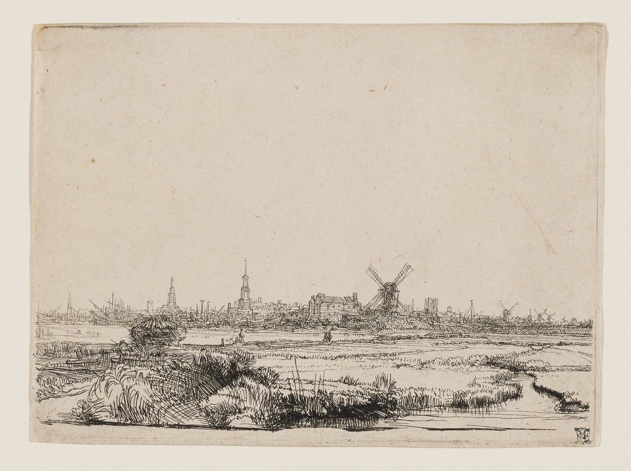 Kilátás Amszterdamból alkotó: Rembrandt van Rijn
