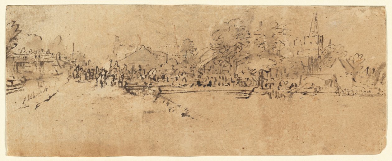 Diemen látképe alkotó: Rembrandt van Rijn