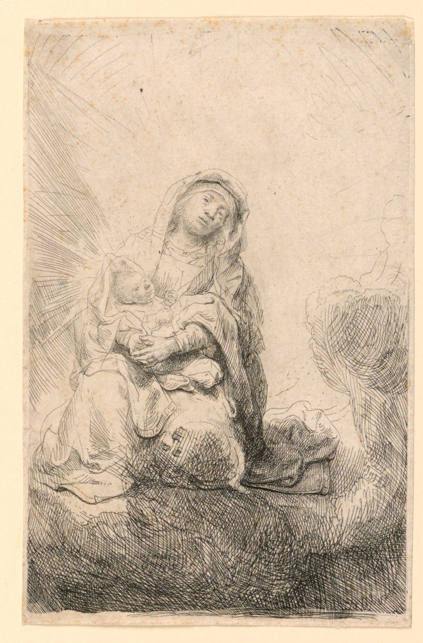 Szűz és gyermek a felhőkben alkotó: Rembrandt van Rijn
