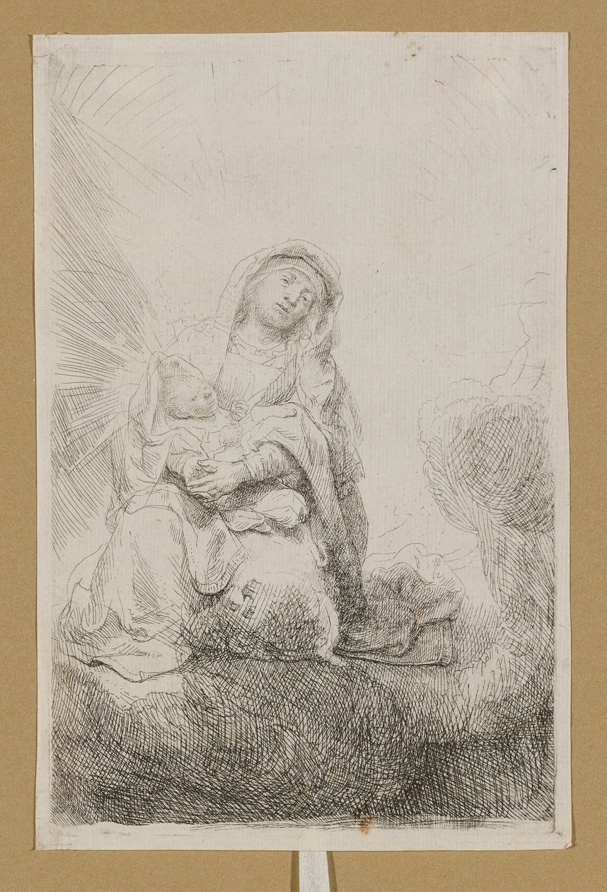 Szűz Mária és a Gyermek a felhők között alkotó: Rembrandt van Rijn