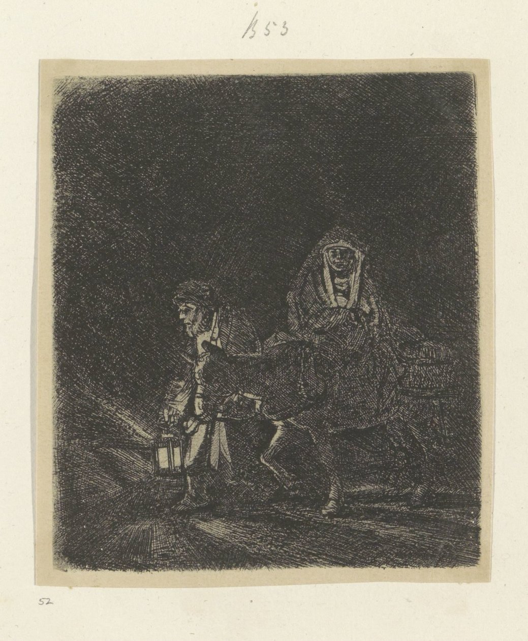 Repülés Egyiptomba: Night Piece Recueil de quatre-vingt-cinq estampes originales (sorozat címe) alkotó: Rembrandt van Rijn