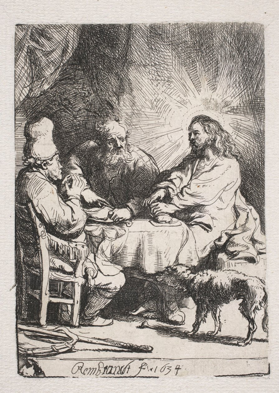 Vacsora Emausban (kis lemez) alkotó: Rembrandt van Rijn