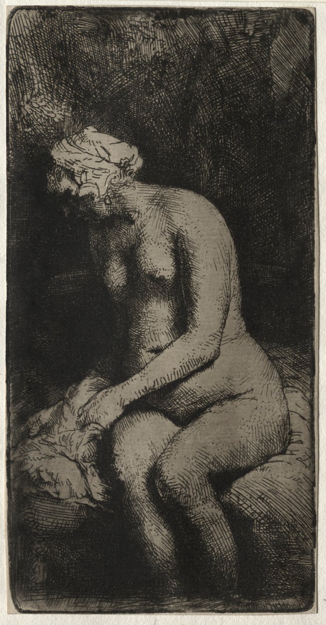 Nő, aki lábát fürdeti egy patakban, 1658. alkotó: Rembrandt van Rijn