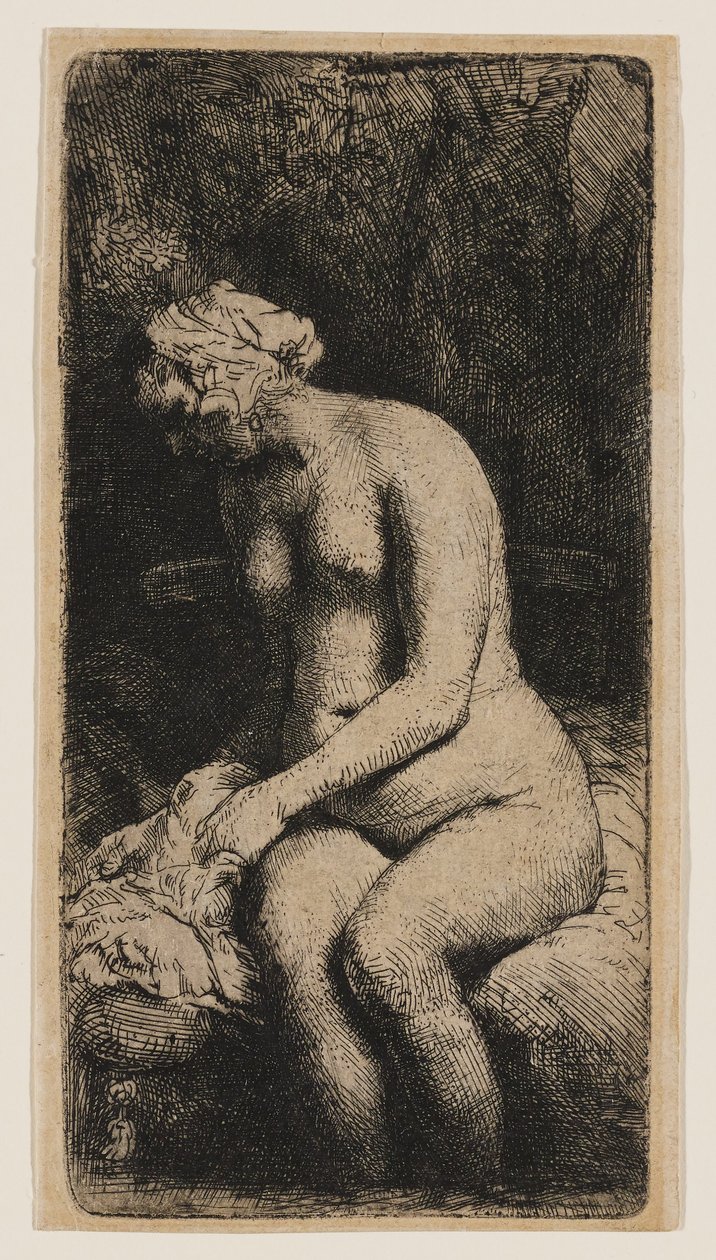 Nő, akinek a lába egy patakban van alkotó: Rembrandt van Rijn