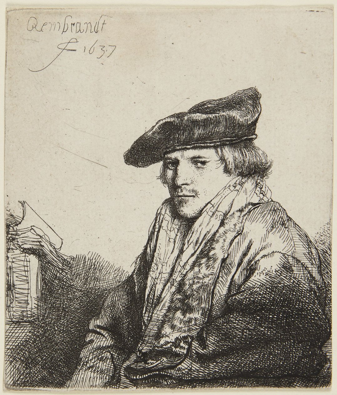 Sapkás fiatal férfi alkotó: Rembrandt van Rijn