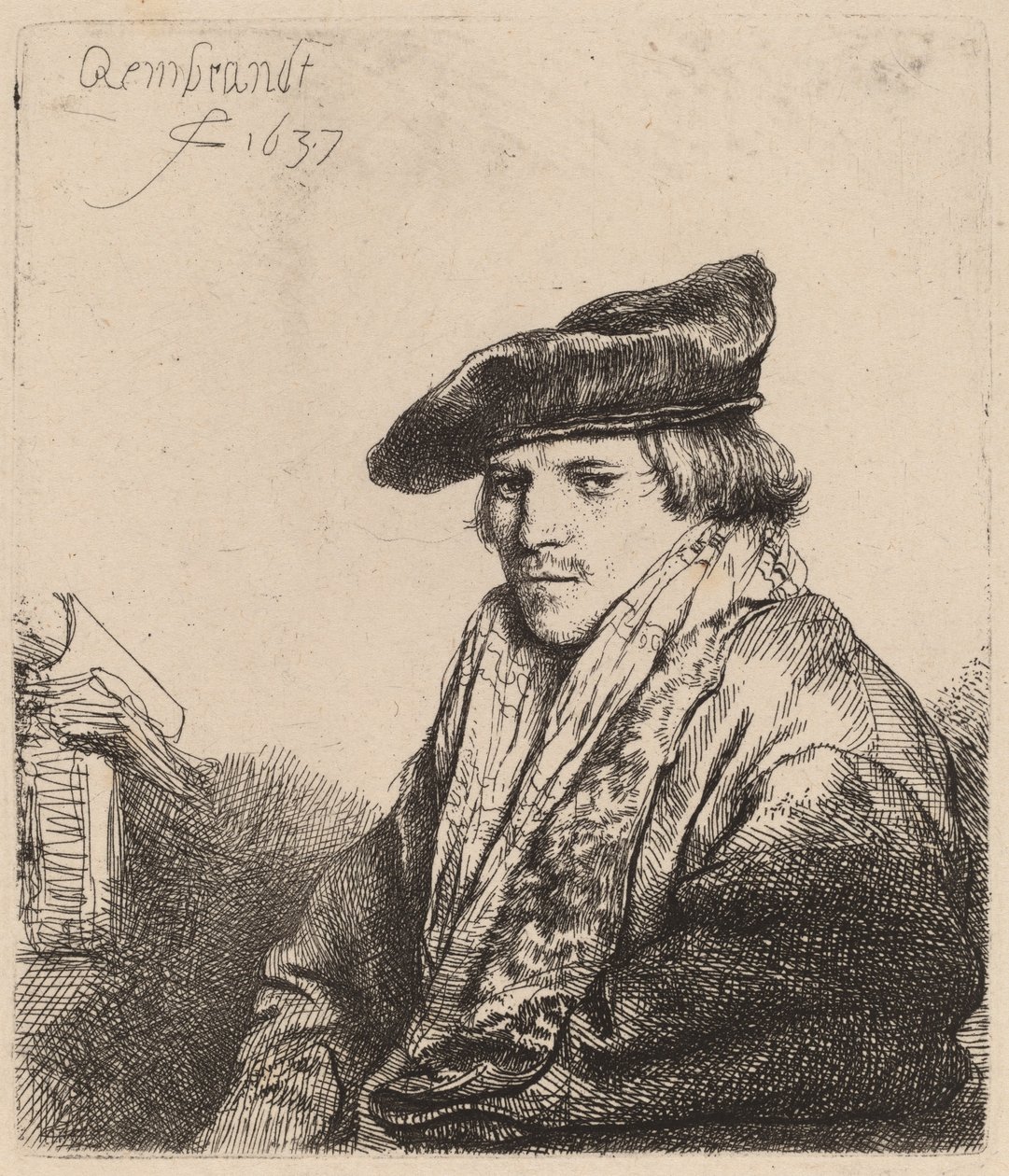 Fiatal férfi bársonysapkában (Ferdinand Bol?) alkotó: Rembrandt van Rijn